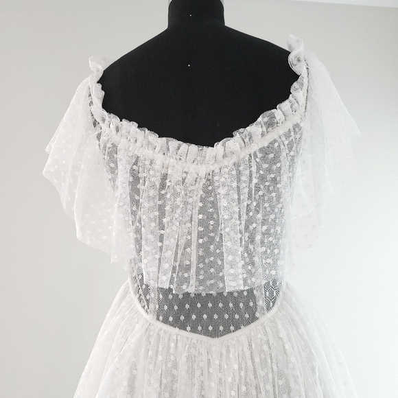 Love Shack Fancy x Free People Noni White Fairycore Mesh Silk Wedding Co… - Picture 11 of 16